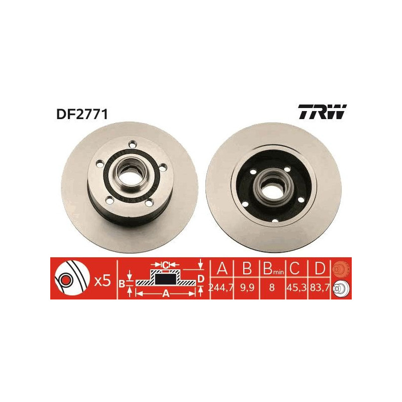Disco freno asse posteriore - TRW