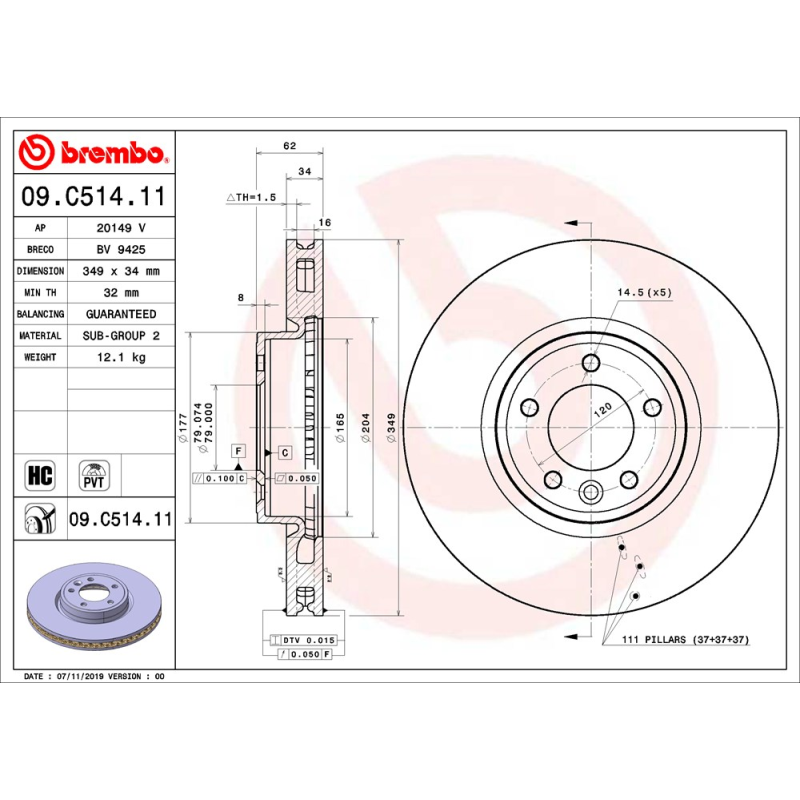 Disco freno asse anteriore - BREMBO