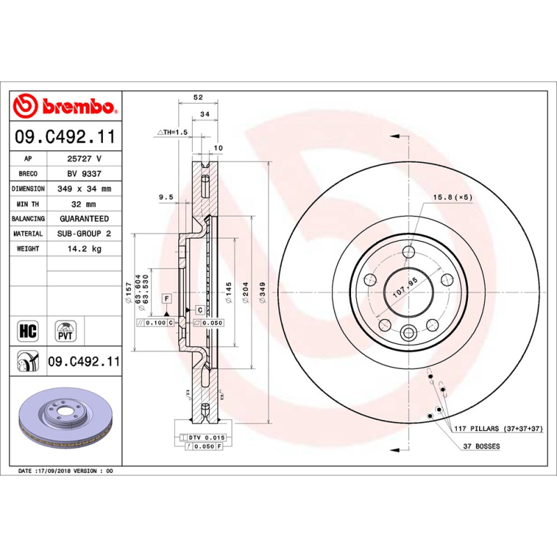 Disco freno asse anteriore - BREMBO
