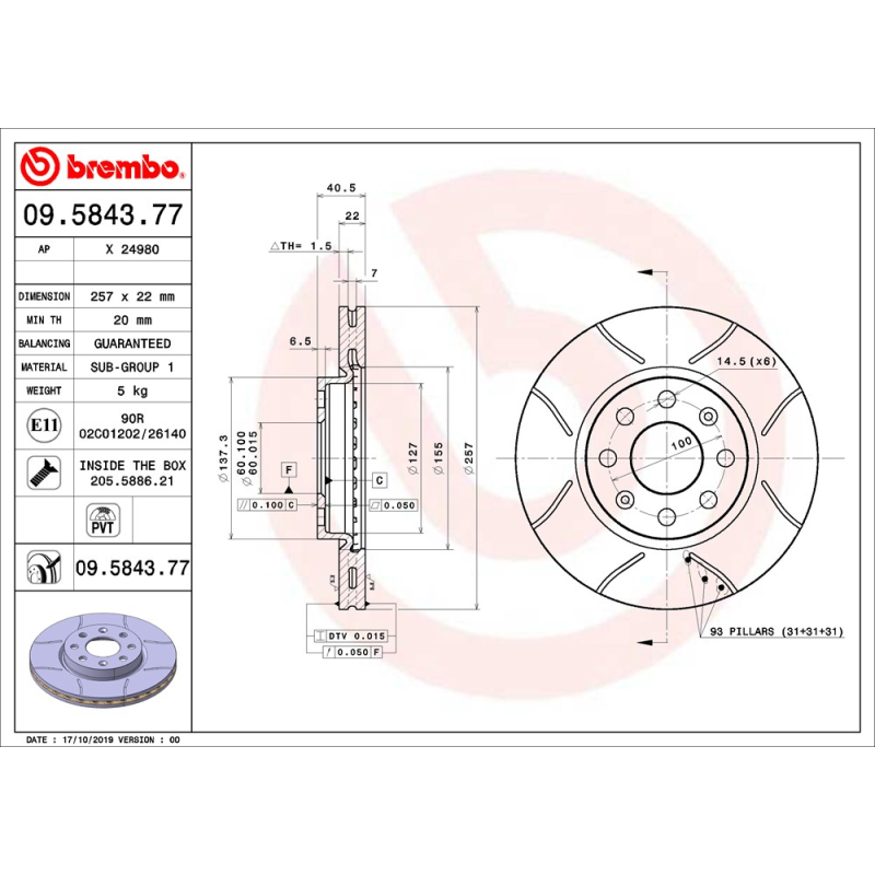 Disco freno asse anteriore - BREMBO