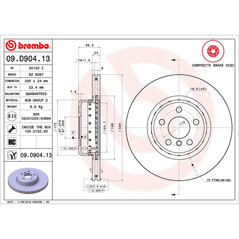 Disco freno asse anteriore - BREMBO