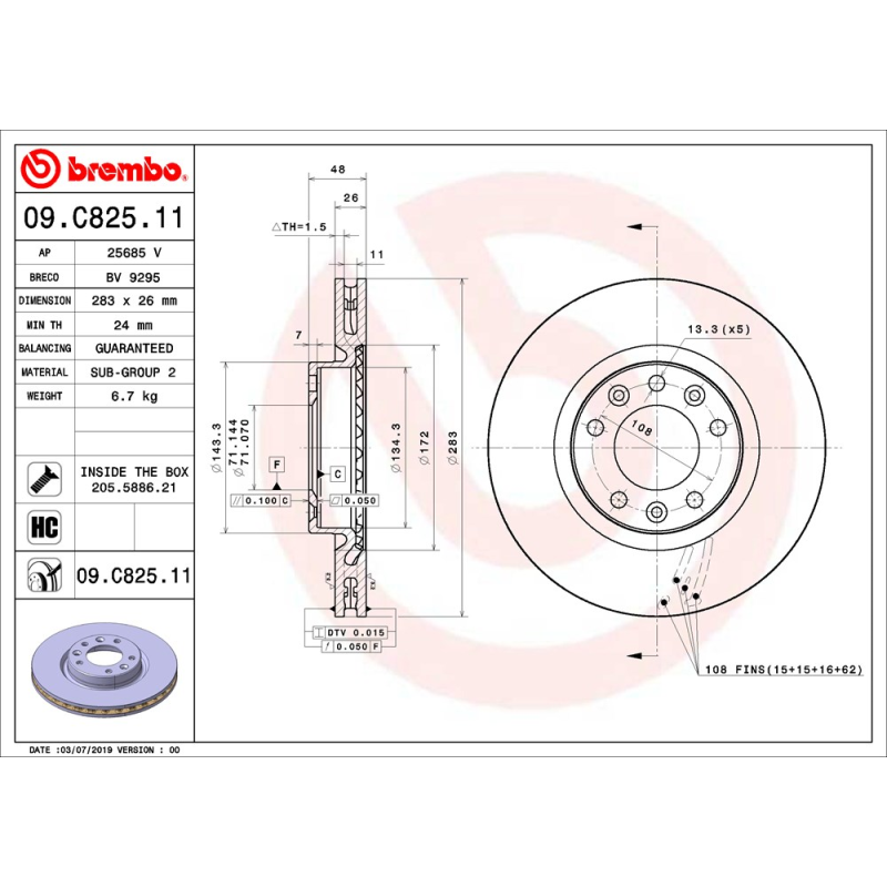 Disco freno asse anteriore - BREMBO