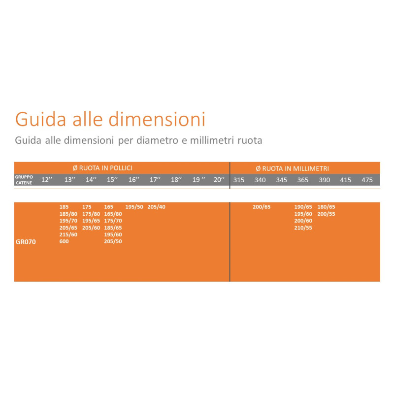 CATENE DA NEVE OMOLOGATE 9mm PNEUMATICI 185/75-13 GRUPPO 70 GOMME 185/75 r13