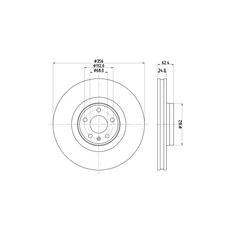 Disco freno asse anteriore - HELLA BRAKE