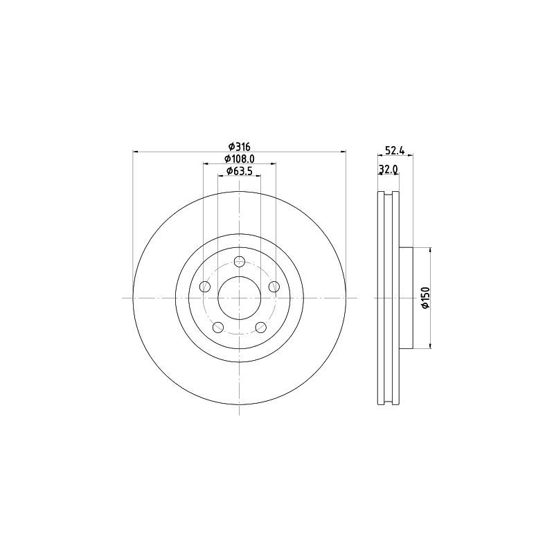 Disco freno asse anteriore - HELLA BRAKE