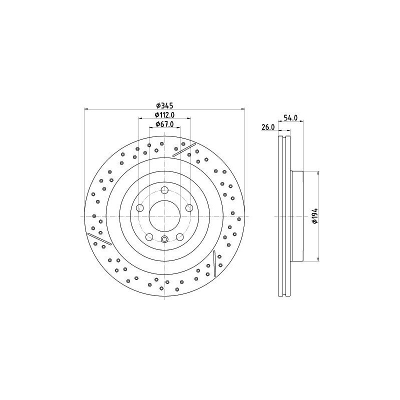 Disco freno asse posteriore - HELLA BRAKE