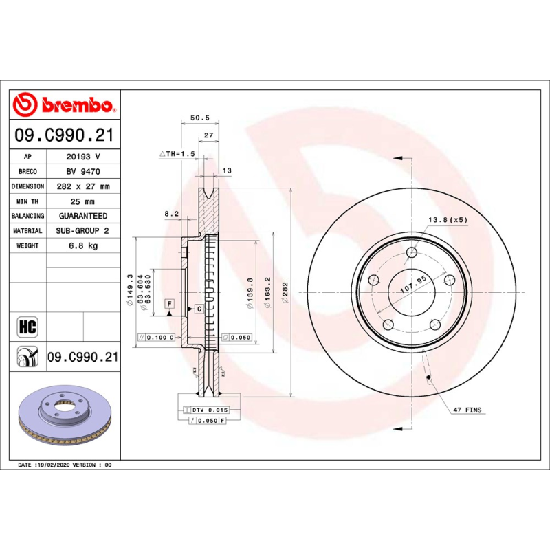 Disco freno asse anteriore - BREMBO