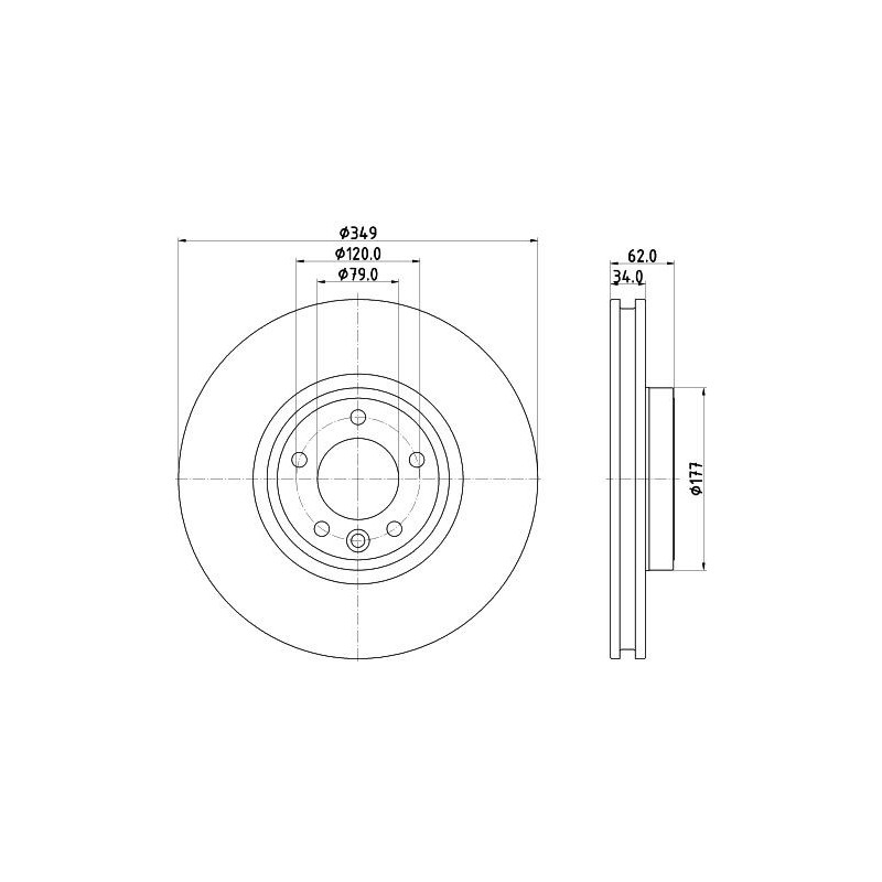 Disco freno asse anteriore - HELLA BRAKE