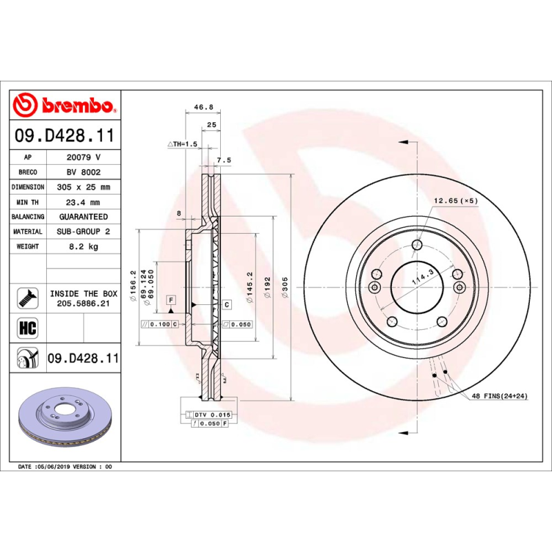 Disco freno asse anteriore - BREMBO