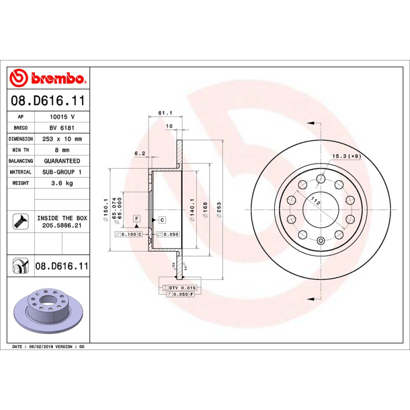 Disco freno asse posteriore - BREMBO