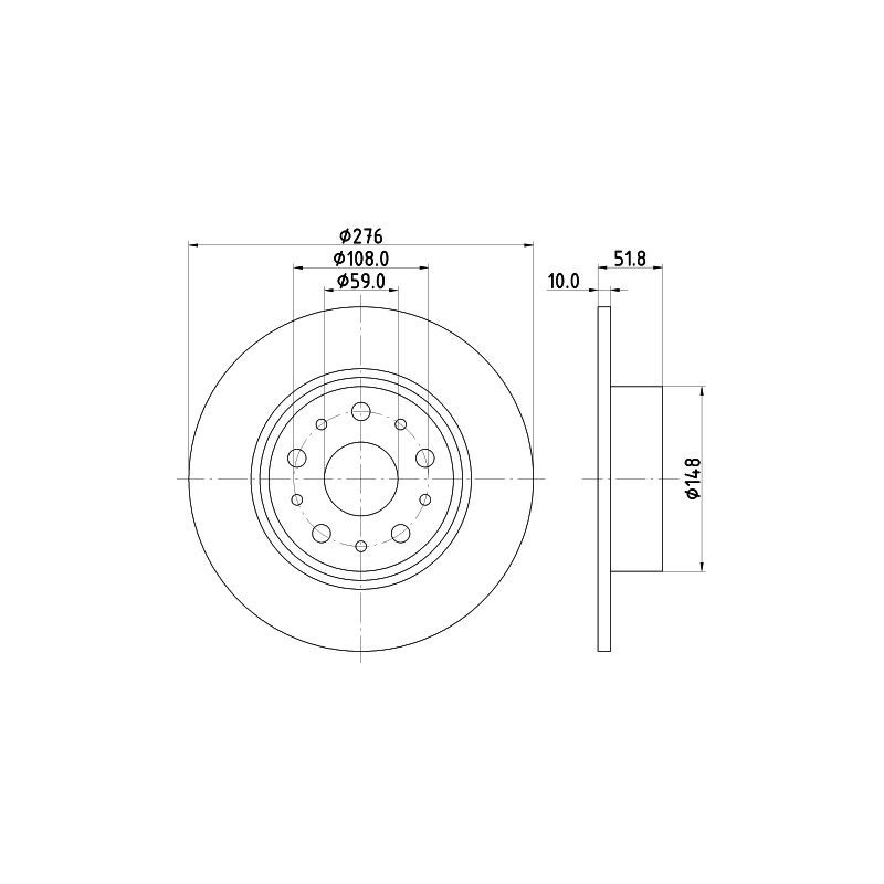 Disco freno asse posteriore - HELLA BRAKE