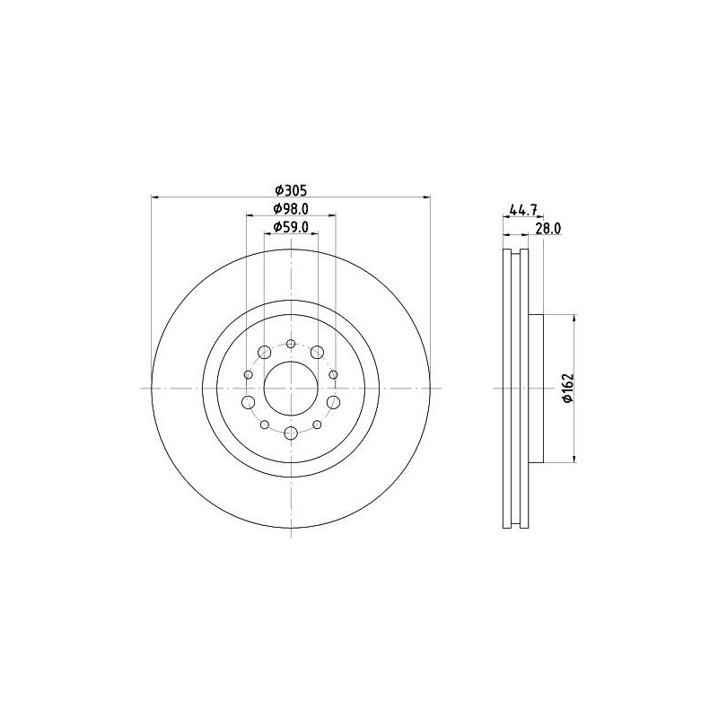 Disco freno asse anteriore - HELLA BRAKE