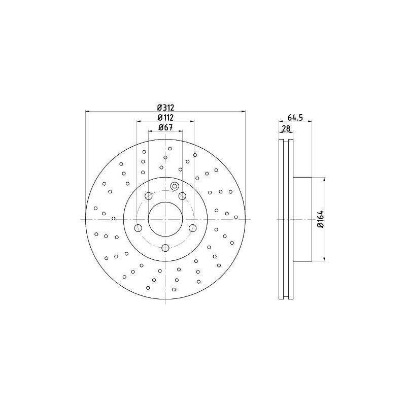 Disco freno asse anteriore - HELLA BRAKE