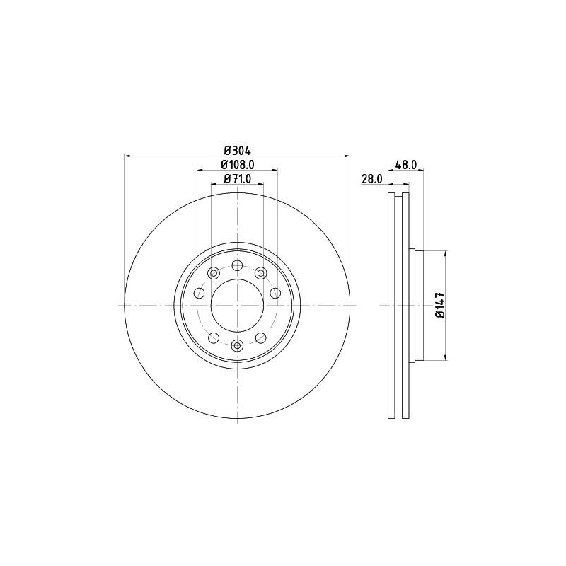 Disco freno asse anteriore - HELLA BRAKE