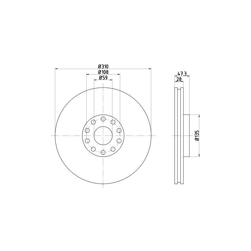 Disco freno asse anteriore - HELLA BRAKE