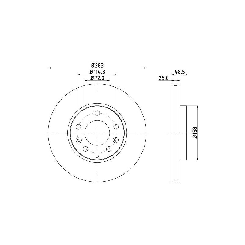 Disco freno asse anteriore - HELLA BRAKE