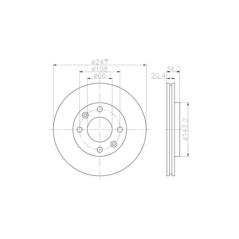 Disco freno asse anteriore - HELLA BRAKE