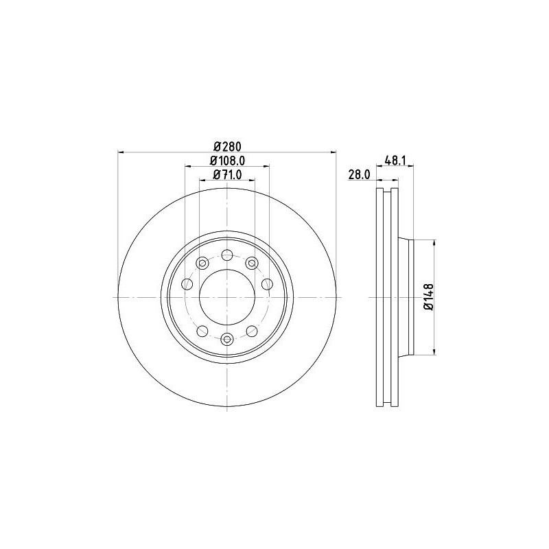 Disco freno asse anteriore - HELLA BRAKE