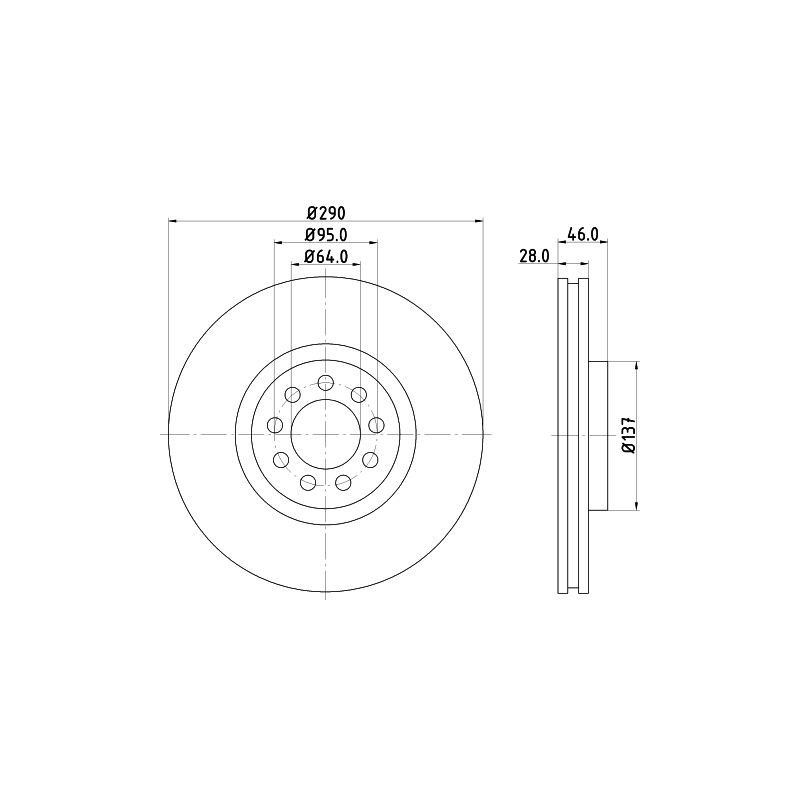 Disco freno asse anteriore - HELLA BRAKE