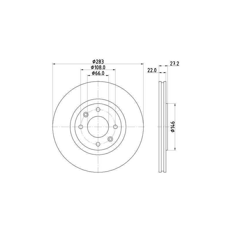 Disco freno asse anteriore - HELLA BRAKE
