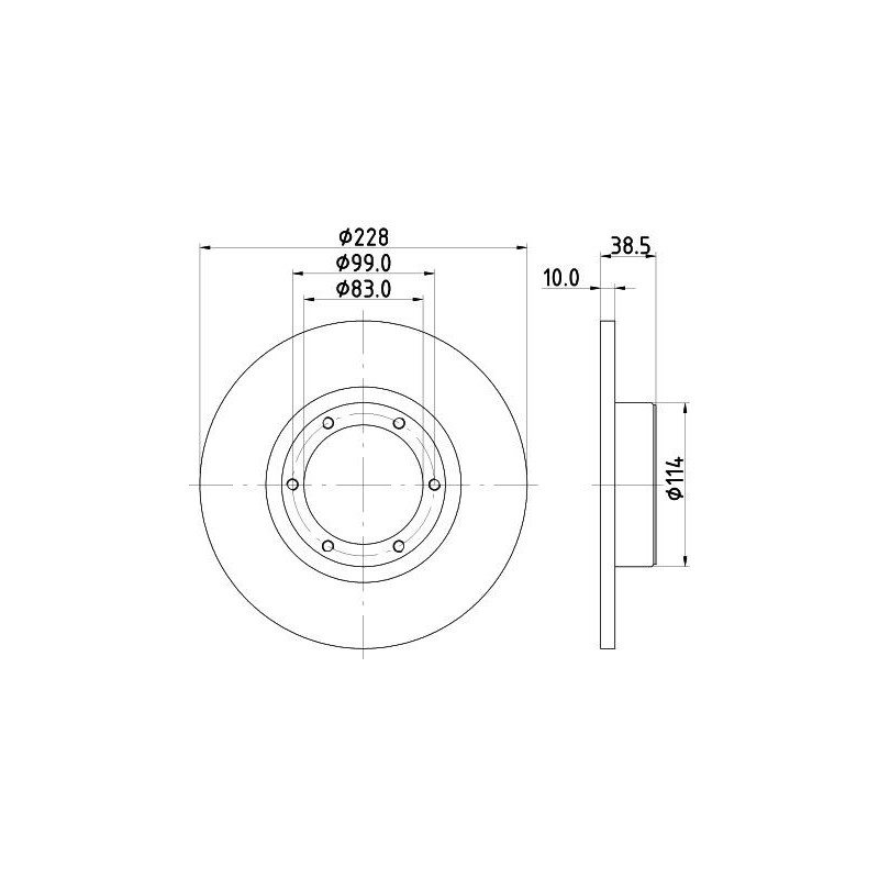 Disco freno asse anteriore - HELLA BRAKE