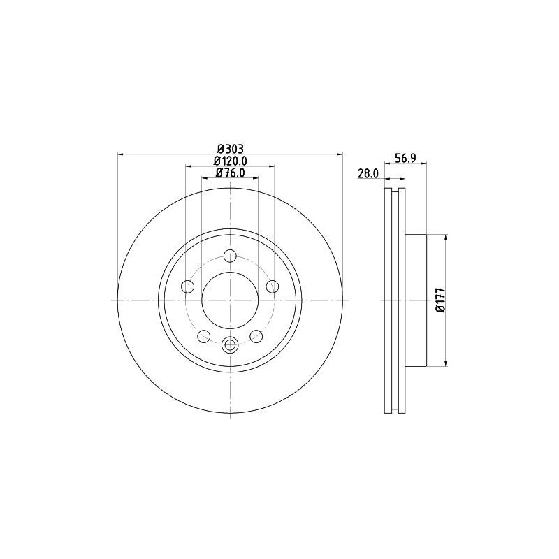 Disco freno asse anteriore - HELLA BRAKE