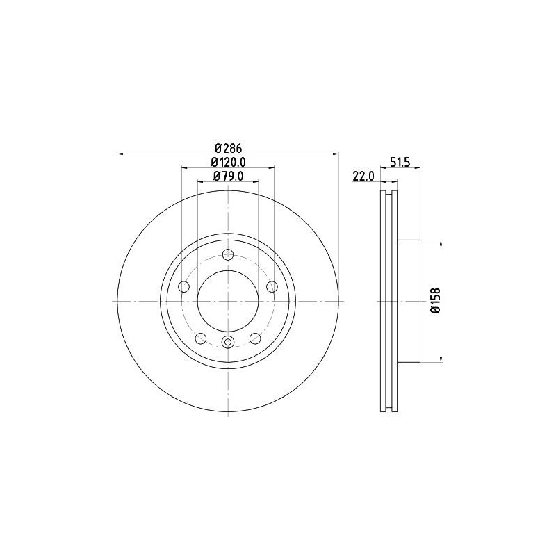 Disco freno asse anteriore - HELLA BRAKE