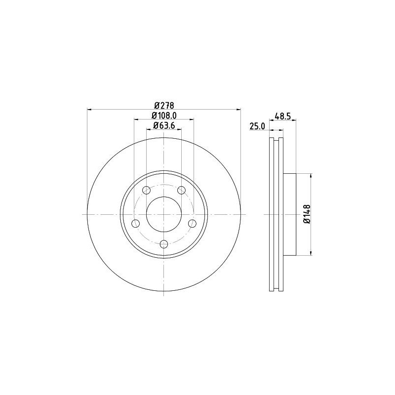 Disco freno asse anteriore - HELLA BRAKE