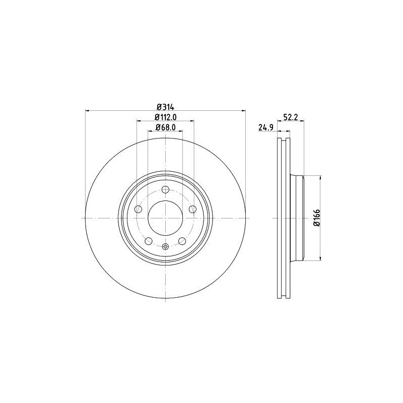 Disco freno asse anteriore - HELLA BRAKE