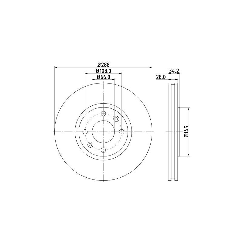 Disco freno asse anteriore - HELLA BRAKE