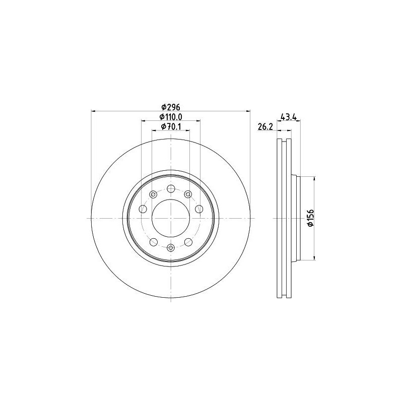 Disco freno asse anteriore - HELLA BRAKE