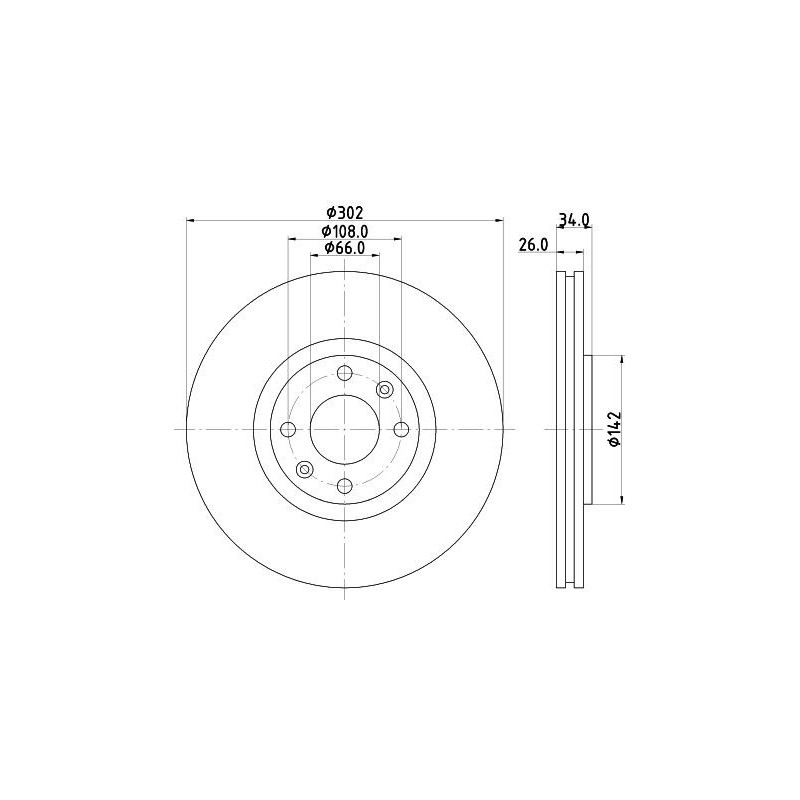 Disco freno asse anteriore - HELLA BRAKE