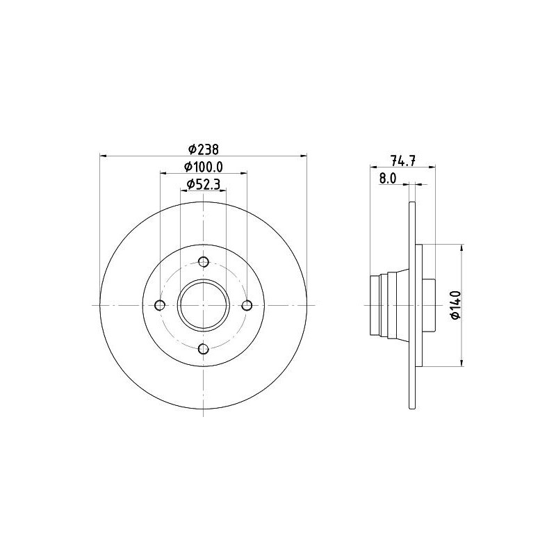 Disco freno asse posteriore - HELLA BRAKE