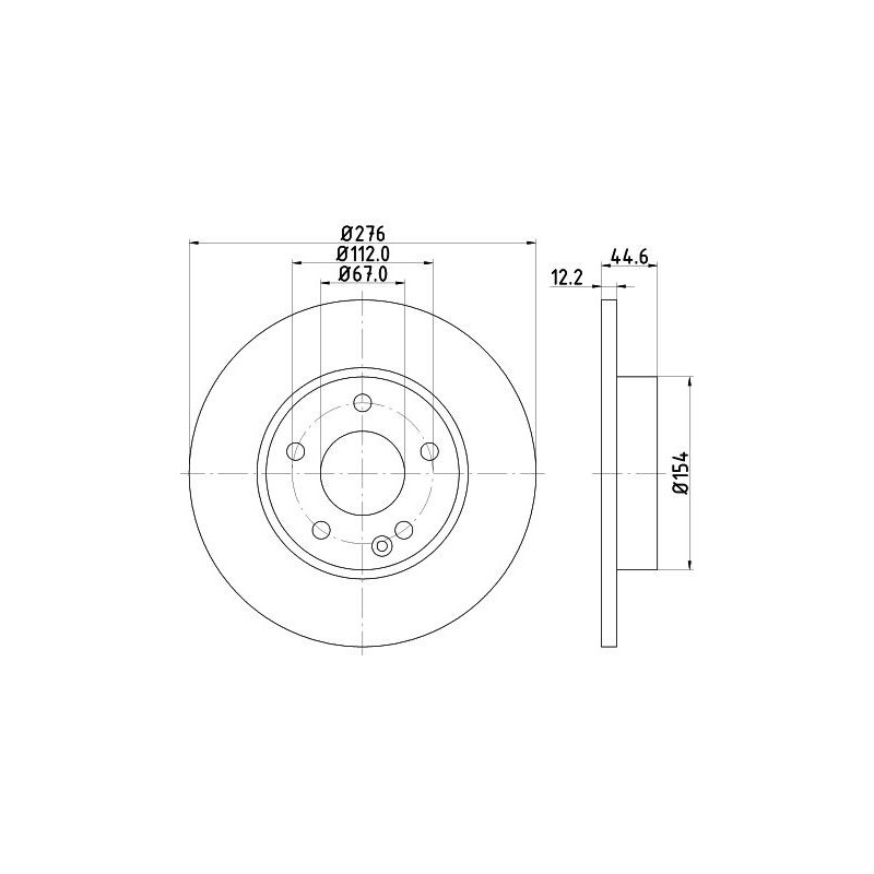 Disco freno asse anteriore - HELLA BRAKE