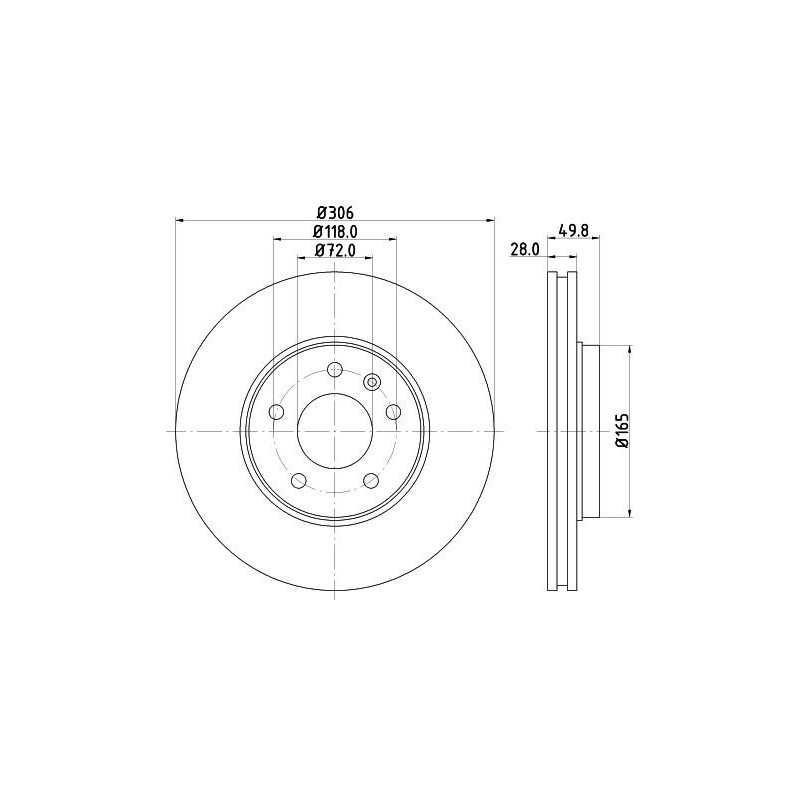 Disco freno asse anteriore - HELLA BRAKE