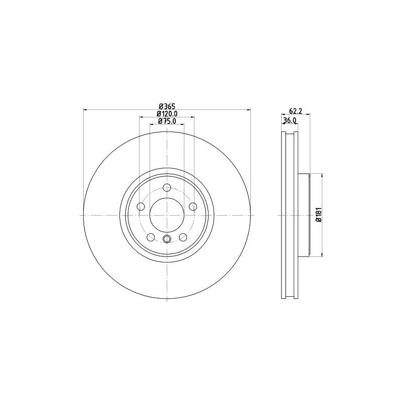 Disco freno asse anteriore - HELLA BRAKE