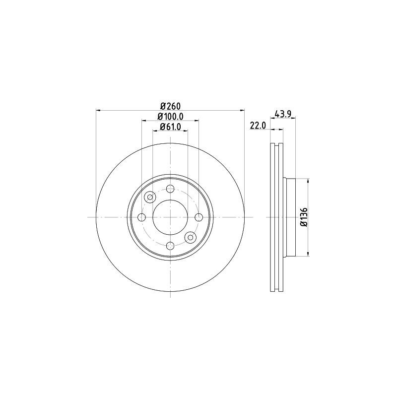 Disco freno asse anteriore - HELLA BRAKE