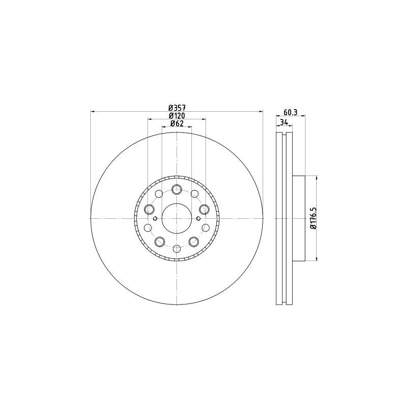 Disco freno asse anteriore - HELLA BRAKE