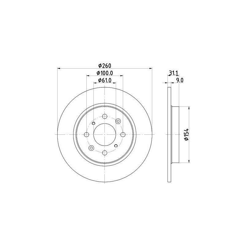 Disco freno asse posteriore - HELLA BRAKE