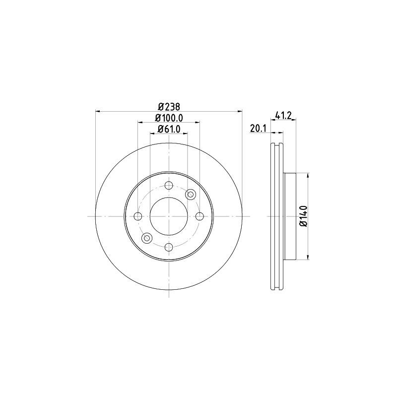 Disco freno asse anteriore - HELLA BRAKE