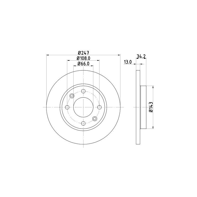Disco freno asse anteriore - HELLA BRAKE