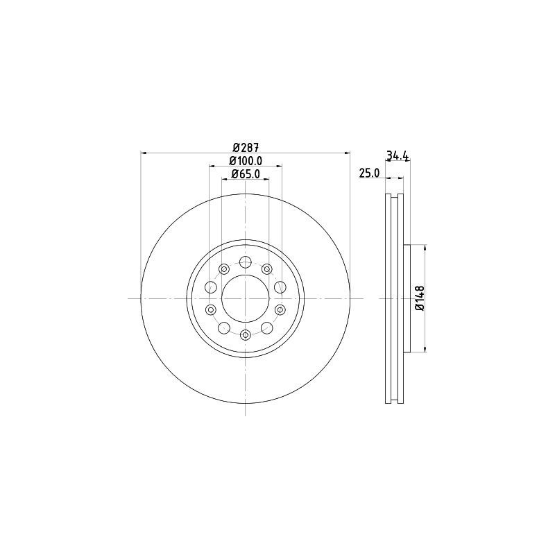 Disco freno asse anteriore - HELLA BRAKE