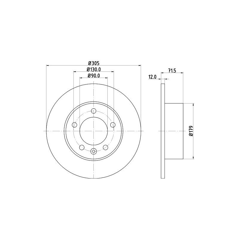 Disco freno asse posteriore - HELLA BRAKE