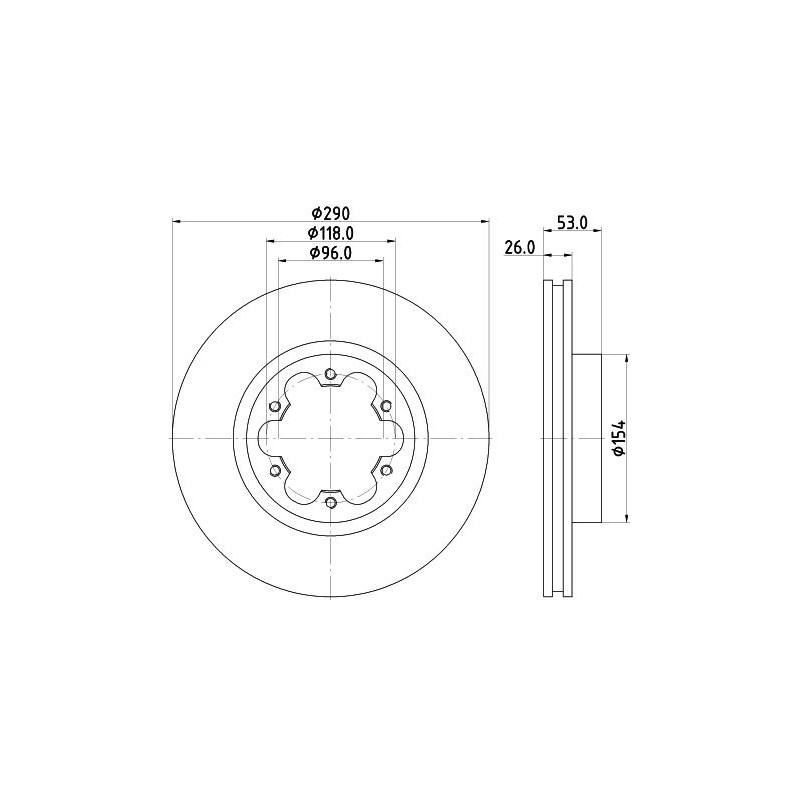 Disco freno asse anteriore - HELLA BRAKE