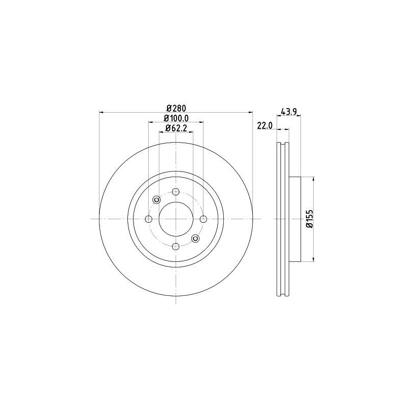 Disco freno asse anteriore - HELLA BRAKE