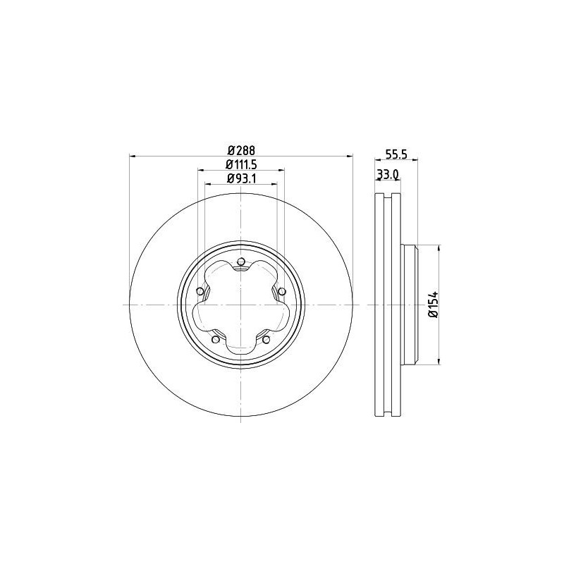 Disco freno asse anteriore - HELLA BRAKE