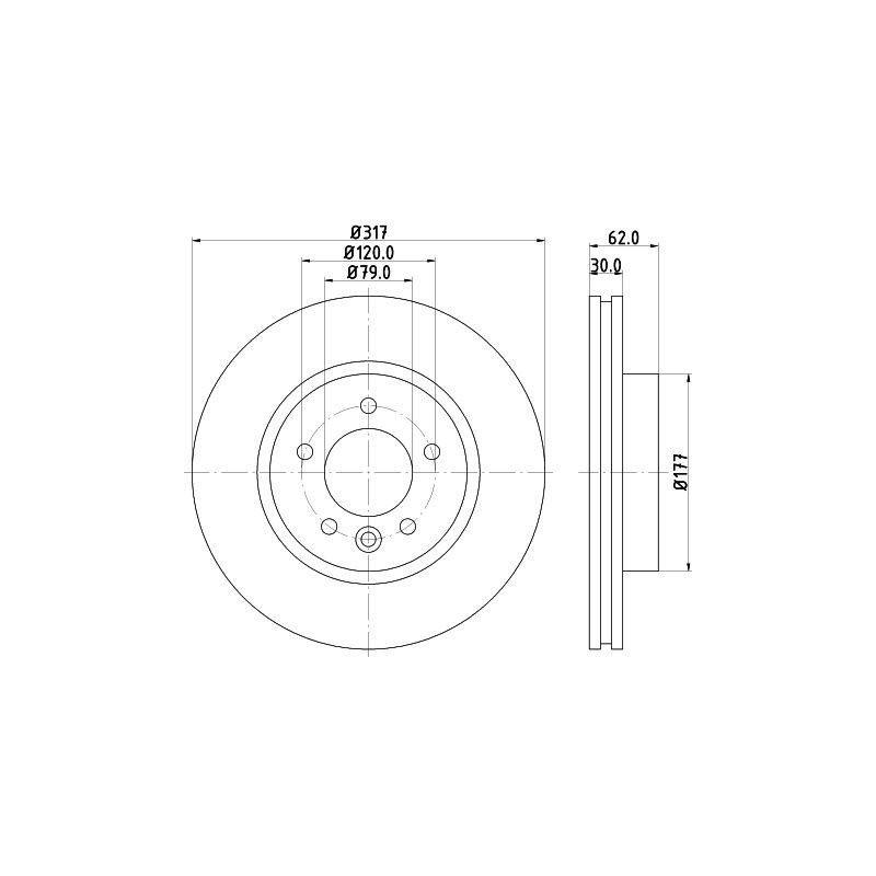 Disco freno asse anteriore - HELLA BRAKE