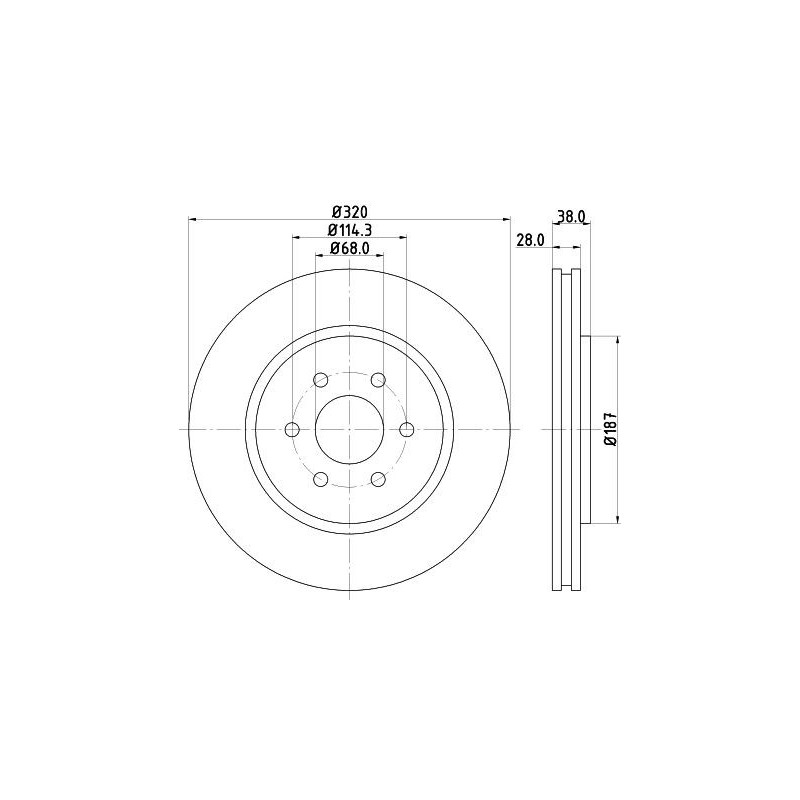 Disco freno asse anteriore - HELLA BRAKE