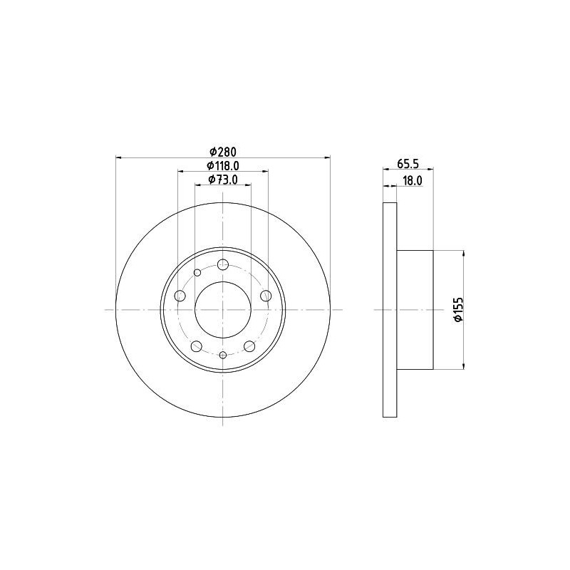 Disco freno asse anteriore - HELLA BRAKE