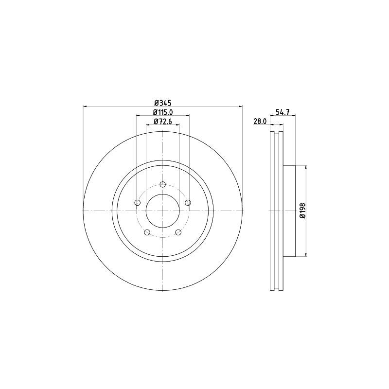 Disco freno asse anteriore - HELLA BRAKE